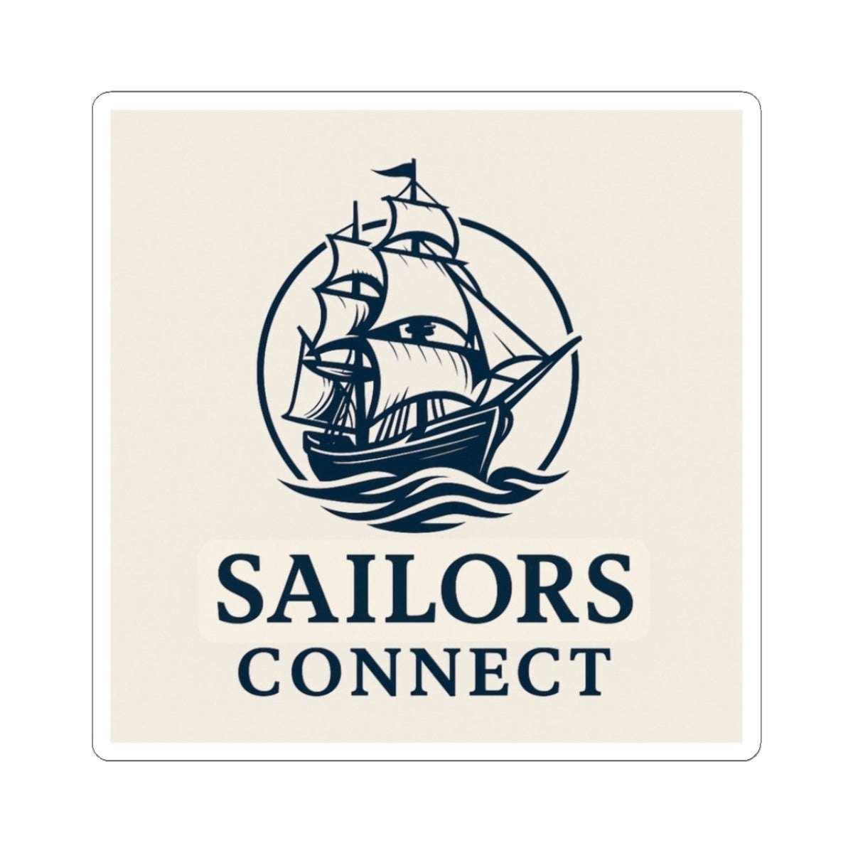 Sailors Connect Kiss-Cut Sticker — Vintage Tall Ship Logo Decal