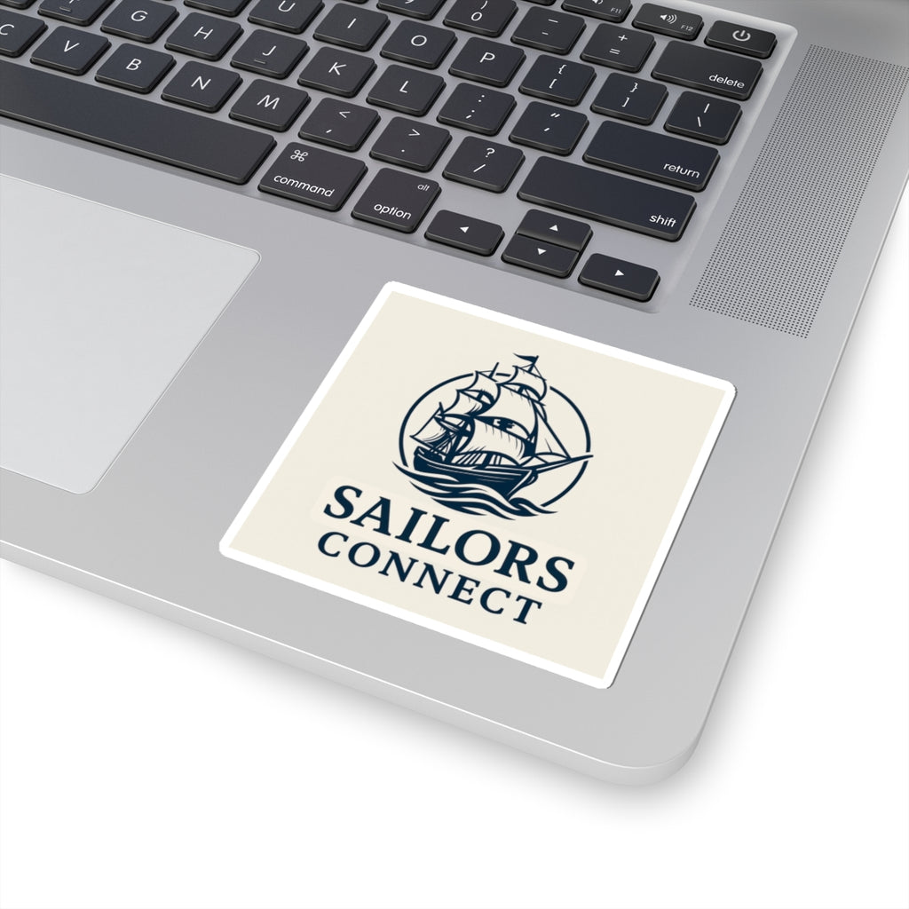 Sailors Connect Kiss-Cut Sticker — Vintage Tall Ship Logo Decal