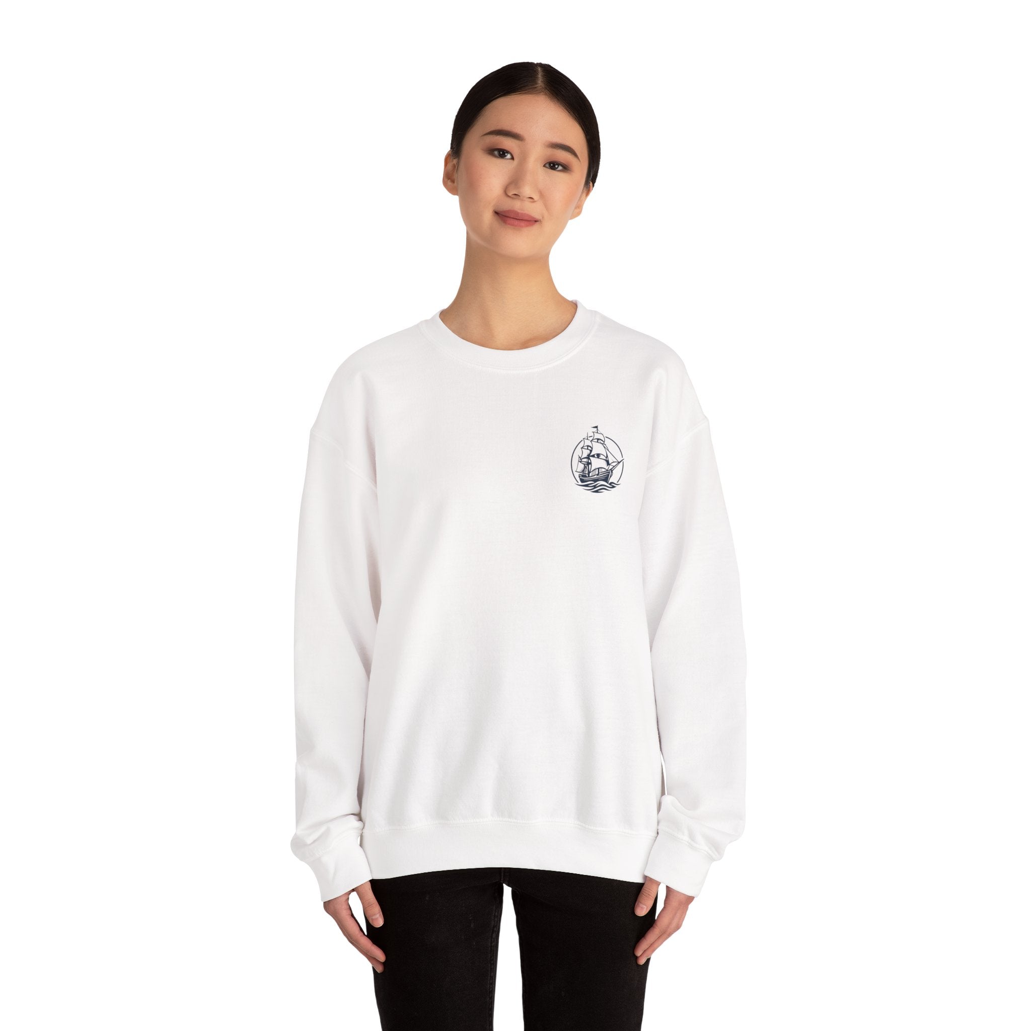 Sailors Connect Crewneck Sweatshirt — Vintage Sailing Ship Logo Pullover
