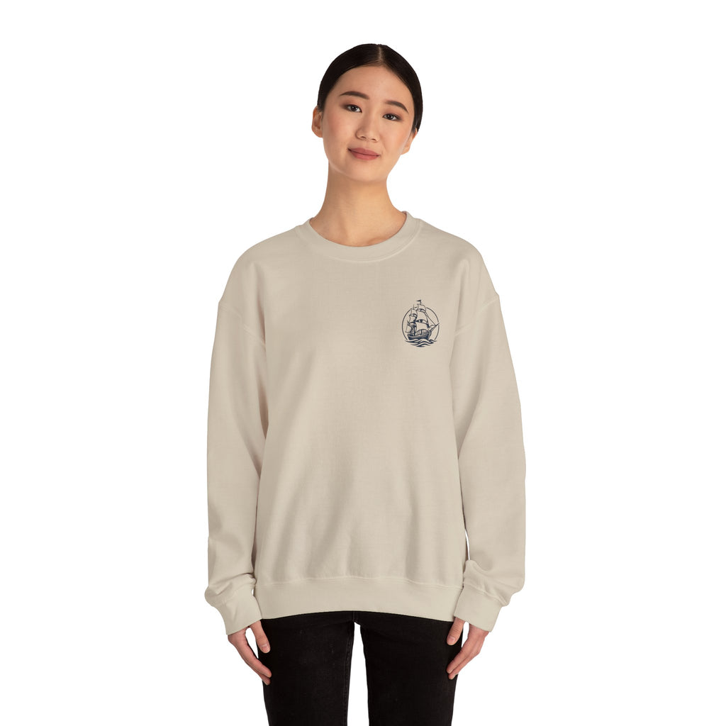 Sailors Connect Crewneck Sweatshirt — Vintage Sailing Ship Logo Pullover