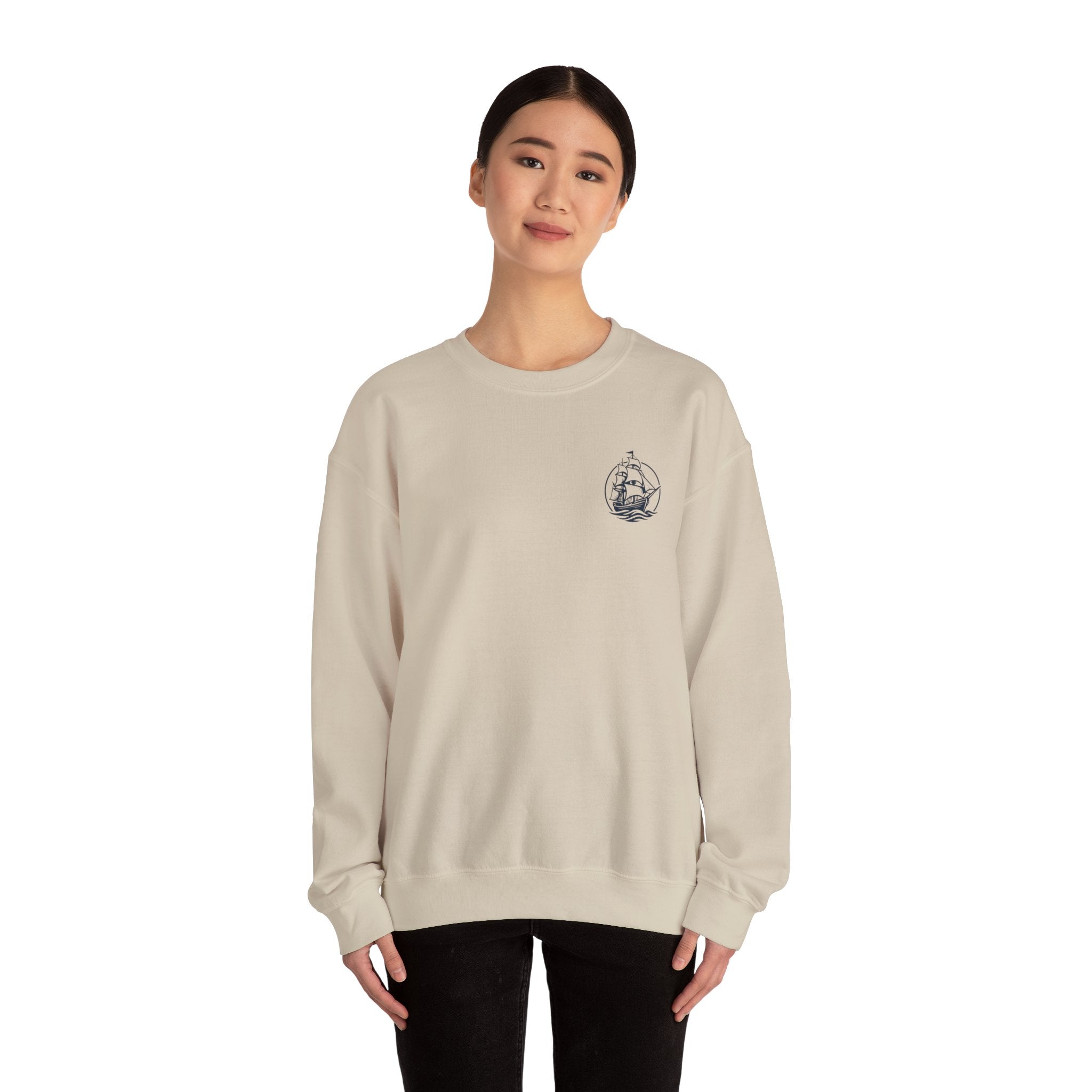 Sailors Connect Crewneck Sweatshirt — Vintage Sailing Ship Logo Pullover